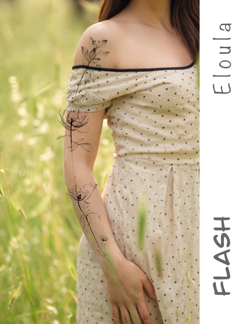 Photomontage d’un tatouage floral et papillon XRay sur le bras angouleme