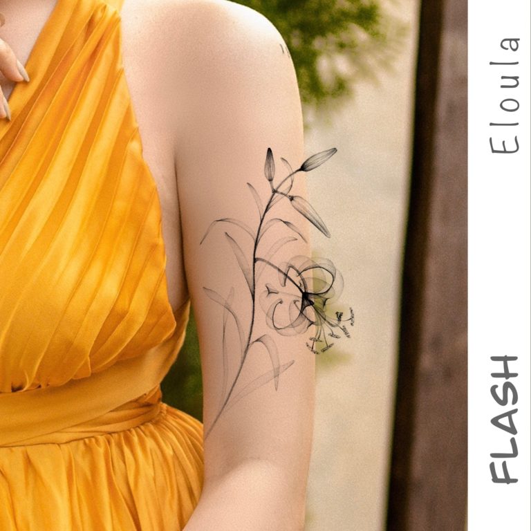 Photomontage d’un tatouage de fleur de lys XRay sur le bras, angouleme