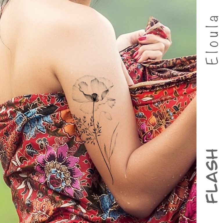 Photomontage d’un tatouage de coquelicot XRay sur un bras angouleme