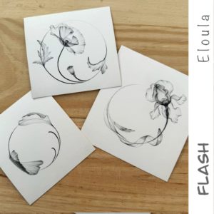 Trois flashs circulaires de Ginkgo, Coquelicot et Iris