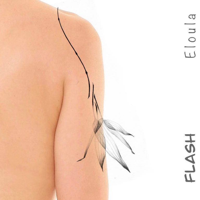 Photomontage d’un tatouage de feuilles de bambou XRay sur l’arrière du bras à angouleme
