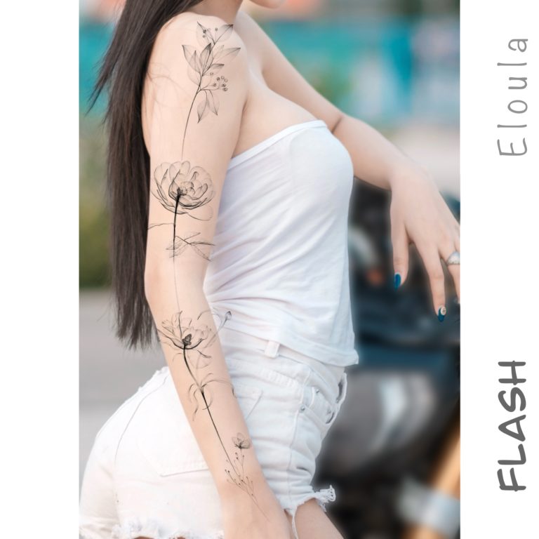 Photomontage d’un tatouage de fleurs XRay sur le bras à angouleme