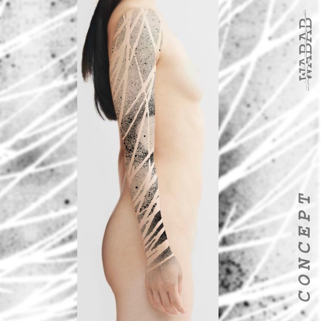 Photomontage de tatouage abstrait sur le bras, angouleme